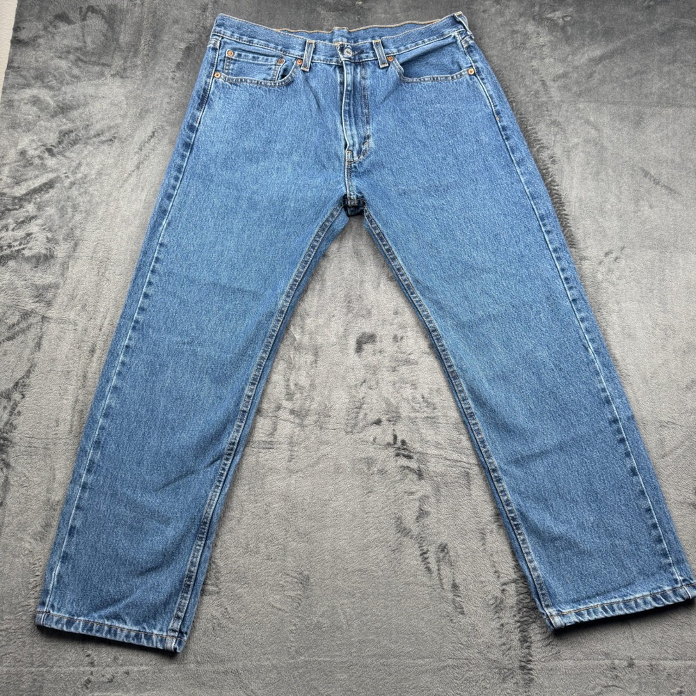 Levis 505 Regular Fit Straight Leg Mens Jeans 36x29 Medium Wash Blue Denim
